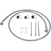 Stainless Steel Brake Line Kit — 44-1/4" length, front upper, silver clear-coated