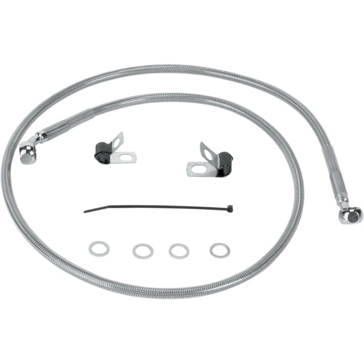 Kit de línea de freno de acero inoxidable — 106 cm (41-3/4"), delantero superior, plata, con capa transparente
