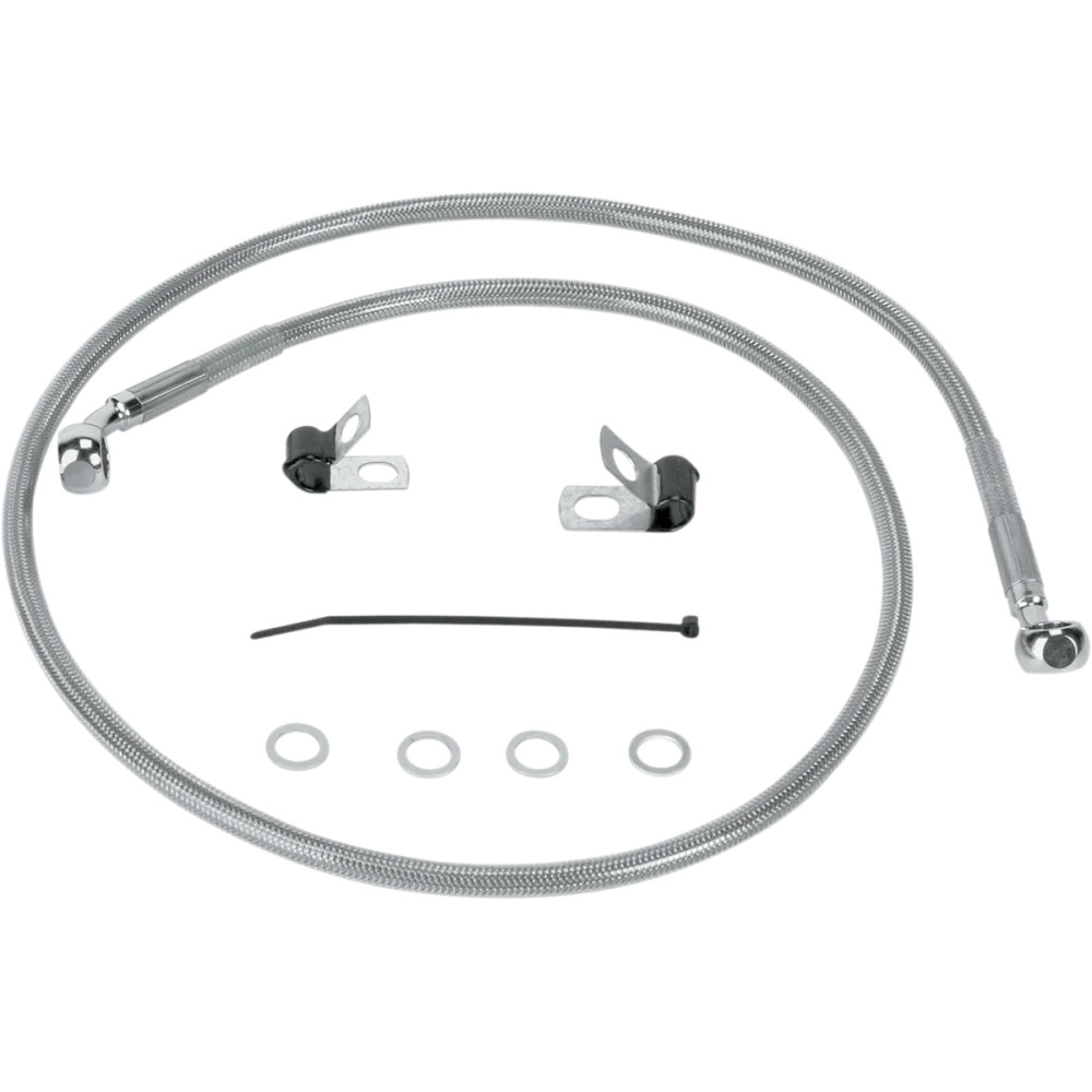 Stainless Steel Brake Line Kit — 106 cm (41-3/4"), front upper, silver, clear-coated