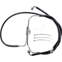 Extended Length Black Vinyl Brake Line Kit — Oversize +10.2 cm (4"), 39 cm (15-3/8"), 68.5 cm (27"), front, without ABS