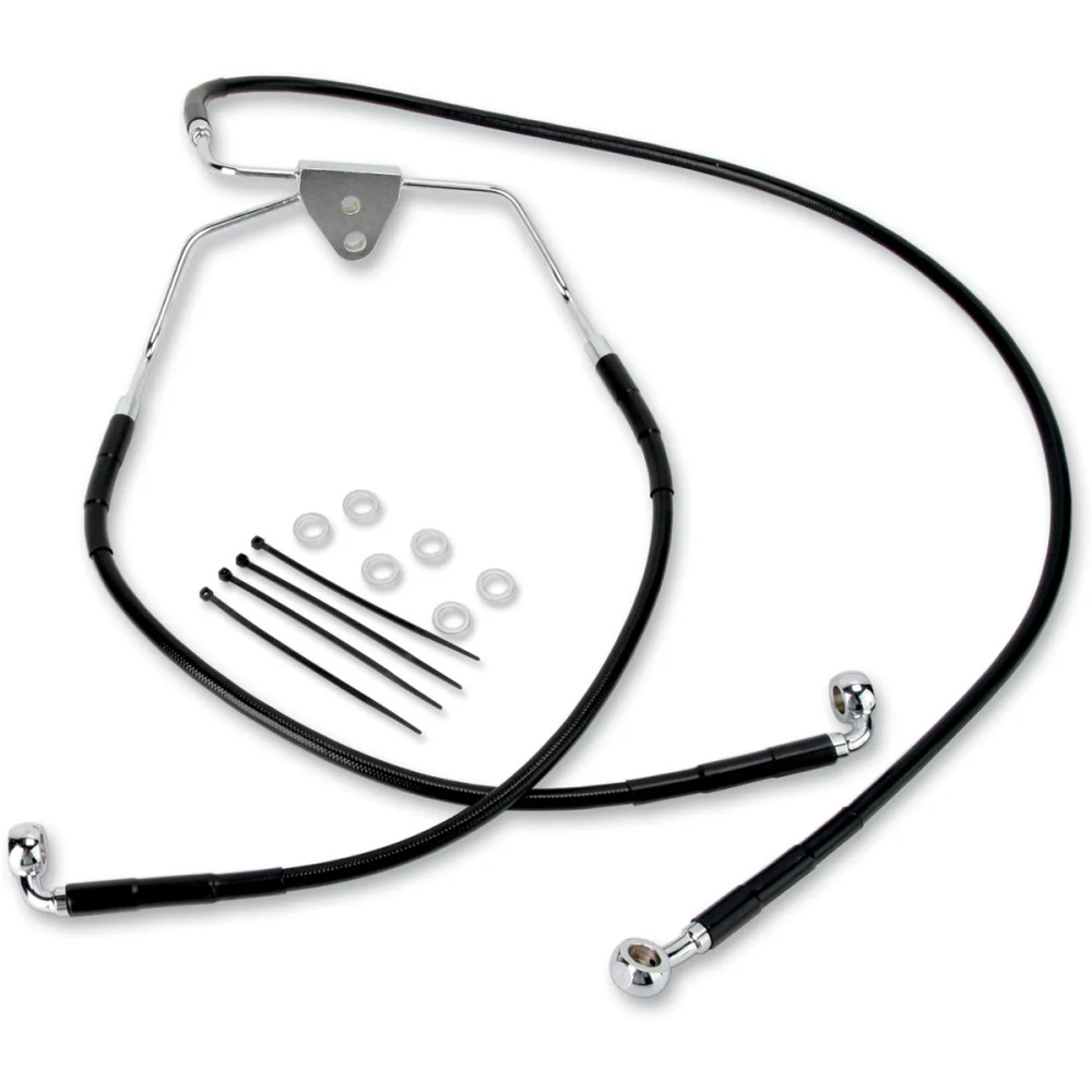 Extended Length Black Vinyl Brake Line Kit — 39 cm, 84 cm, Oversize +25.4 cm, Front