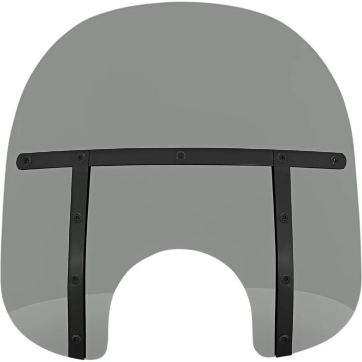 Memphis Fats Windshield — 15" height, 7" headlight cutout, Black Smoke