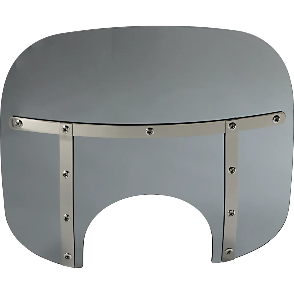 Memphis Fats Windshield — 13" H, 22" W, 9" headlight cutout, Black Smoke