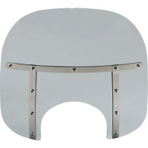 Memphis Fats Windshield — 38 cm (15″) height, 56 cm (22″) width, 23 cm (9″) headlight cutout, Black Smoke