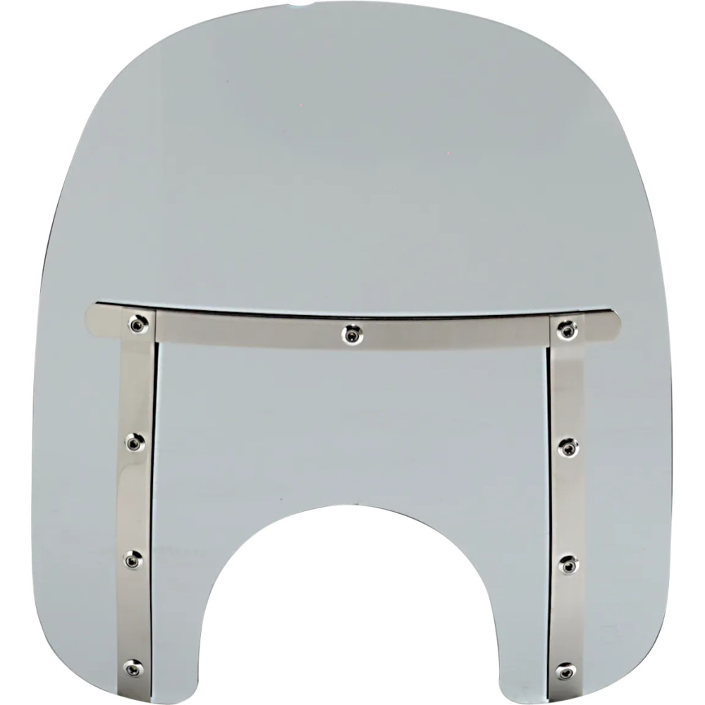 Memphis Slim Windshield — 18" wide, 15" high, 7" headlight cutout, Black Smoke