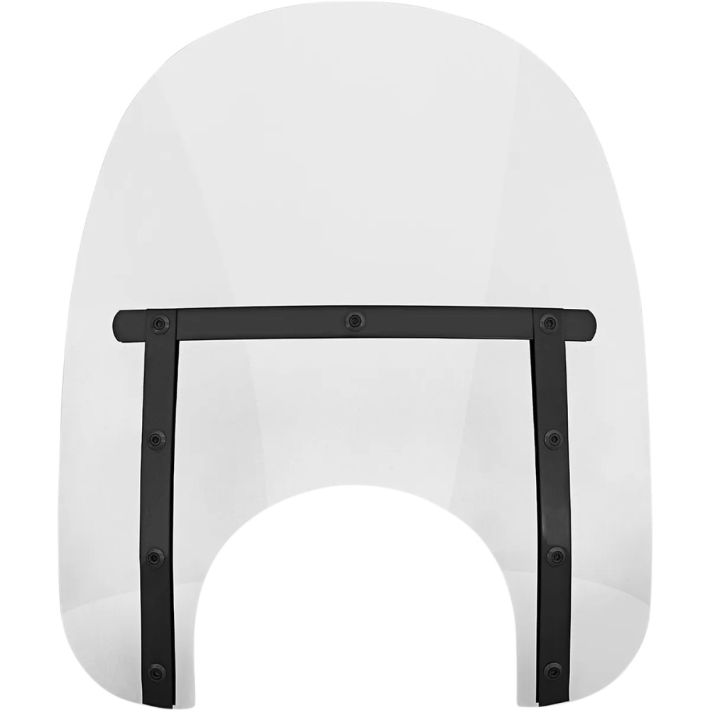 Memphis Slim Windshield — 18" (45.5 cm) wide, 15" (38 cm) high, 9" (23 cm) headlight cutout, Clear