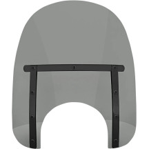 Memphis Slim Windshield — 18" wide, 15" high, 9" headlight cutout, Black Smoke