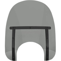 Memphis Slim Windshield — 18" wide, 15" high, 9" headlight cutout, Black Smoke