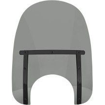 Memphis Slim Windshield — 18" wide, 17" high, 9" headlight cutout, Black Smoke