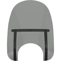 Memphis Slim Windshield — 18" wide, 17" high, 9" headlight cutout, Black Smoke