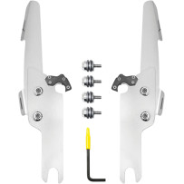 Kit completo de montaje Trigger-Lock para parabrisas Fats/Slim — Memphis Fats, Memphis Slim sin barra de luz OEM, pulido