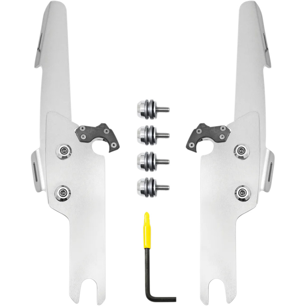 Fats/Slim Windshield Trigger-Lock Complete Mount Kit — Memphis Fats, Memphis Slim without OEM light bar, Polished