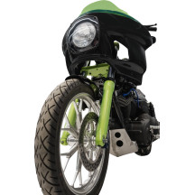 FXRP-Style Fairing Kit — 7" headlight mount, 9" Flare windshield, Black