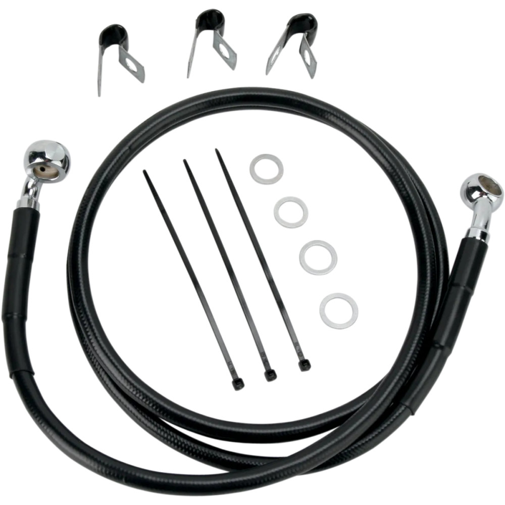 Extended Length Black Vinyl Brake Line Kit — 54-1/4" (138 cm), Oversize +10", Front