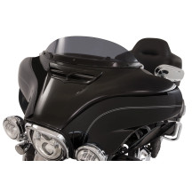 Steel Windshield Trim — Harley‑Davidson® fit, Black housing, White driving light, Amber sequential turn signals