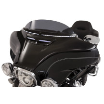 Steel Windshield Trim — Harley‑Davidson® fit, Black housing, White driving light, Amber sequential turn signals