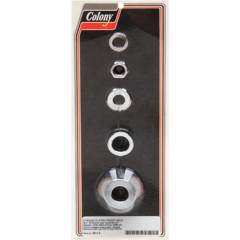 Axle Spacer/Nut Kit — Chrome, Front