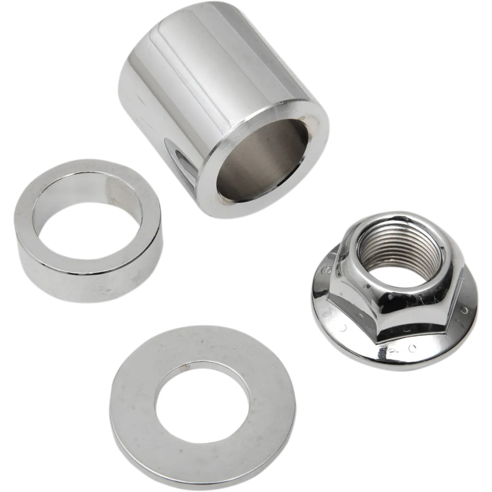 Axle Spacer/Nut Kit — Chrome, Silver, Rear