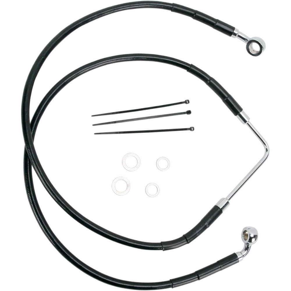 Stainless Steel Brake Line Kit — 49" (124.5 cm), Black, front upper