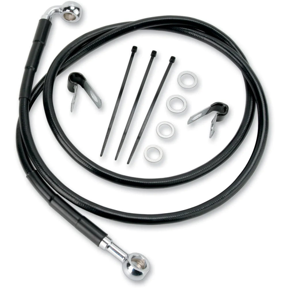 Extended Length Black Vinyl Brake Line Kit — 124 cm (48-7/8"), Oversize +5.1 cm (2"), Front