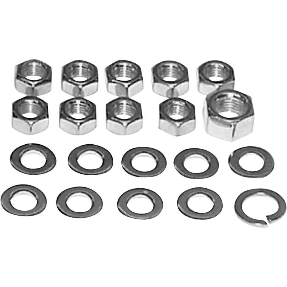 Transmission Side Cover/Clutch Arm Nut Kit — transmission side cover, clutch arm, kit, chrome