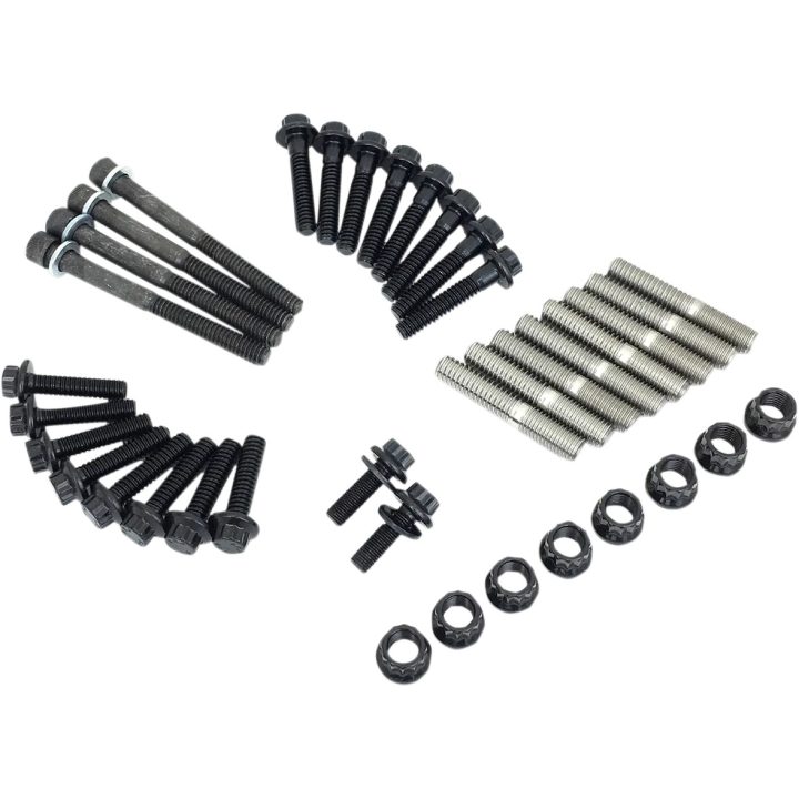 Kit de espárragos/tuercas para caja y eje de balancines — Caja de balancines interna, Eje de balancines, Acero inoxidable, Negro