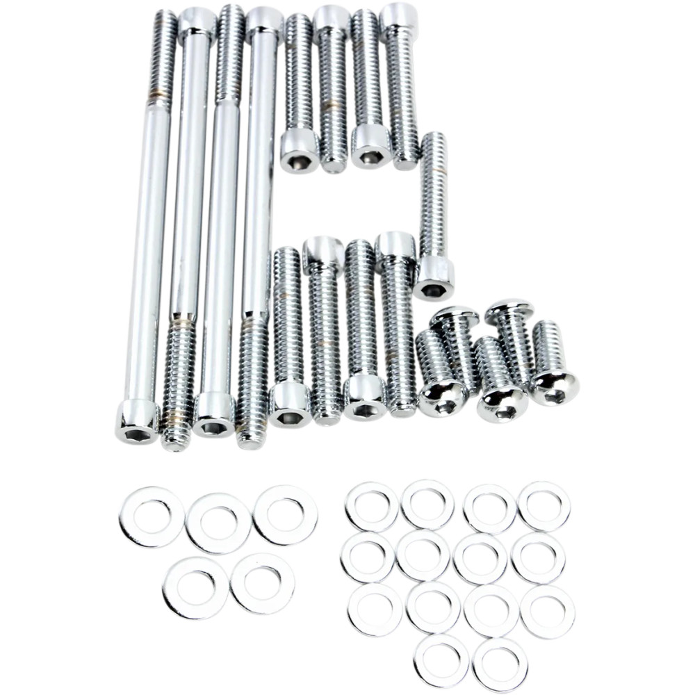 Primary and Derby Cover Bolt Kit — Chrome