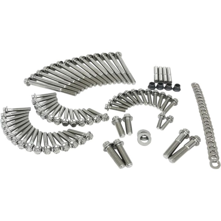 Kit de sujetadores externos de motor de 12 puntos — Acero inoxidable, Plata