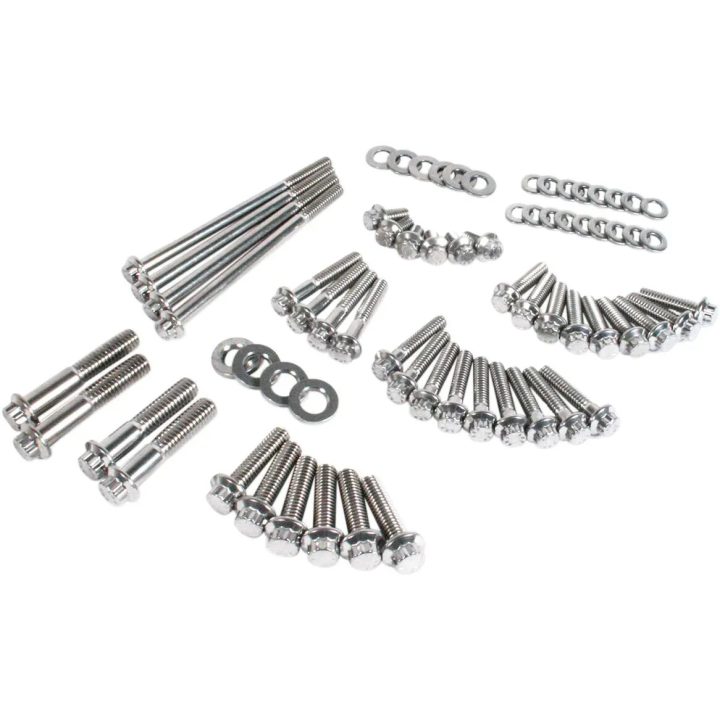 Kit Dress-Up 12-Point de pernos para motor primario/transmisión (externo) — 12 puntos, acero inoxidable, plateado
