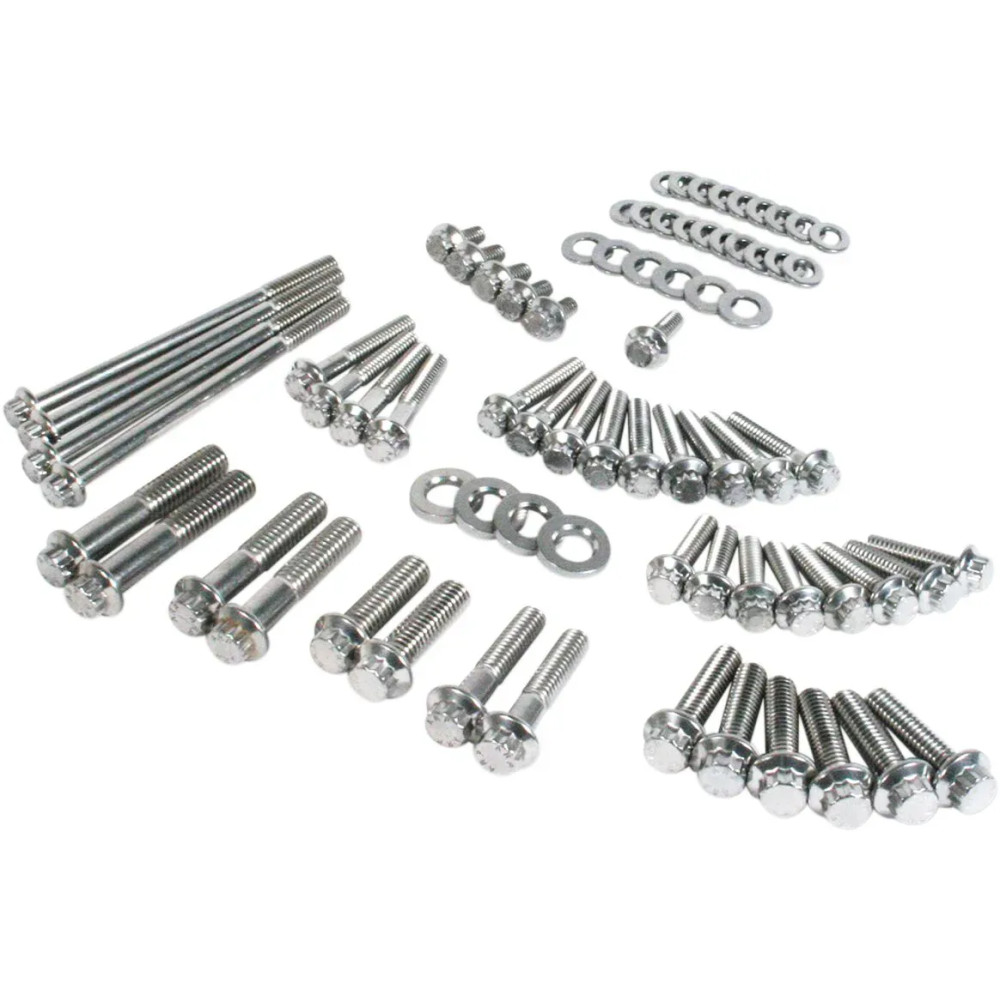 Dress-Up 12-Point External Primary/Transmission Engine Fastener Kit — Stainless steel, Silver