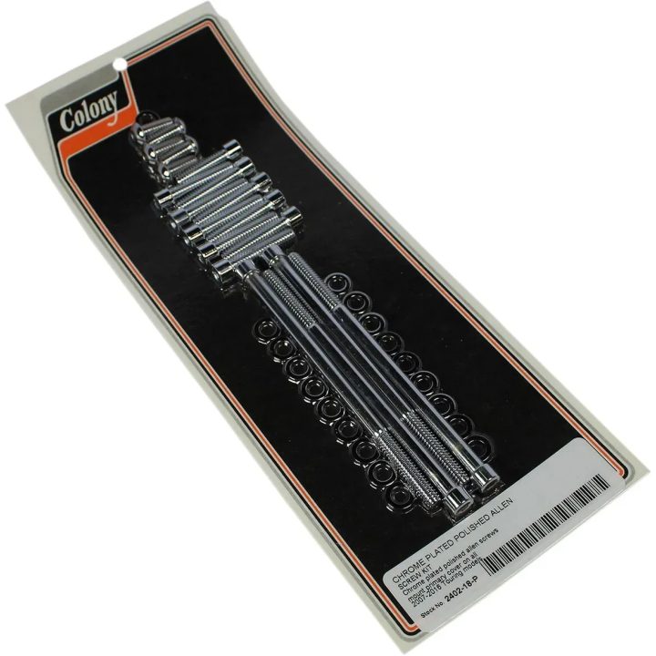Kit de tornillos para tapa primaria — cromado, pulido