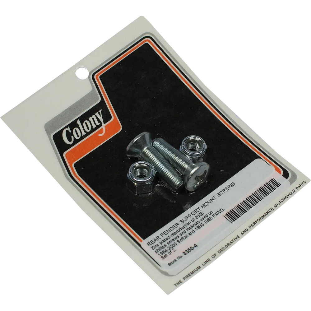 Rear Fender Support Mounting Screws/Nuts — 3/8"-24 x 15/16", zinc