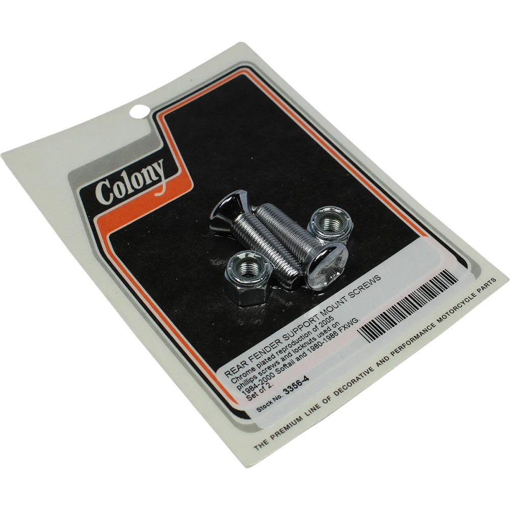 Rear Fender Support Mounting Screws/Nuts — 3/8-24 x 15/16 in, Chrome