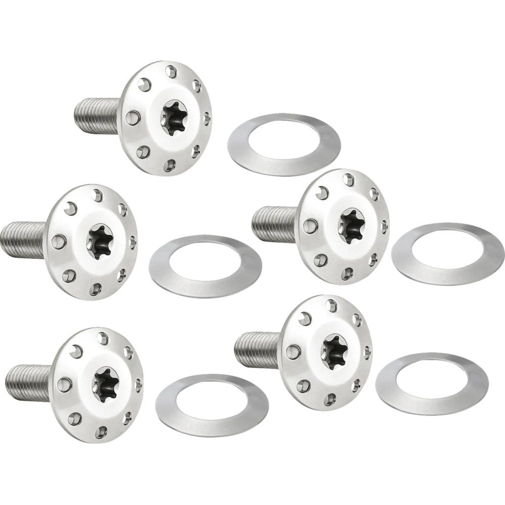 Holeshot Front Floating Brake Rotor Bolt Kit — Polished Silver, Spoke Mount