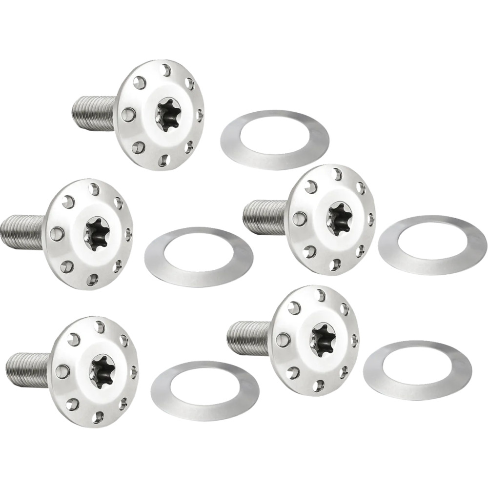 Holeshot Front Floating Brake Rotor Bolt Kit — Titanium, Polished Silver