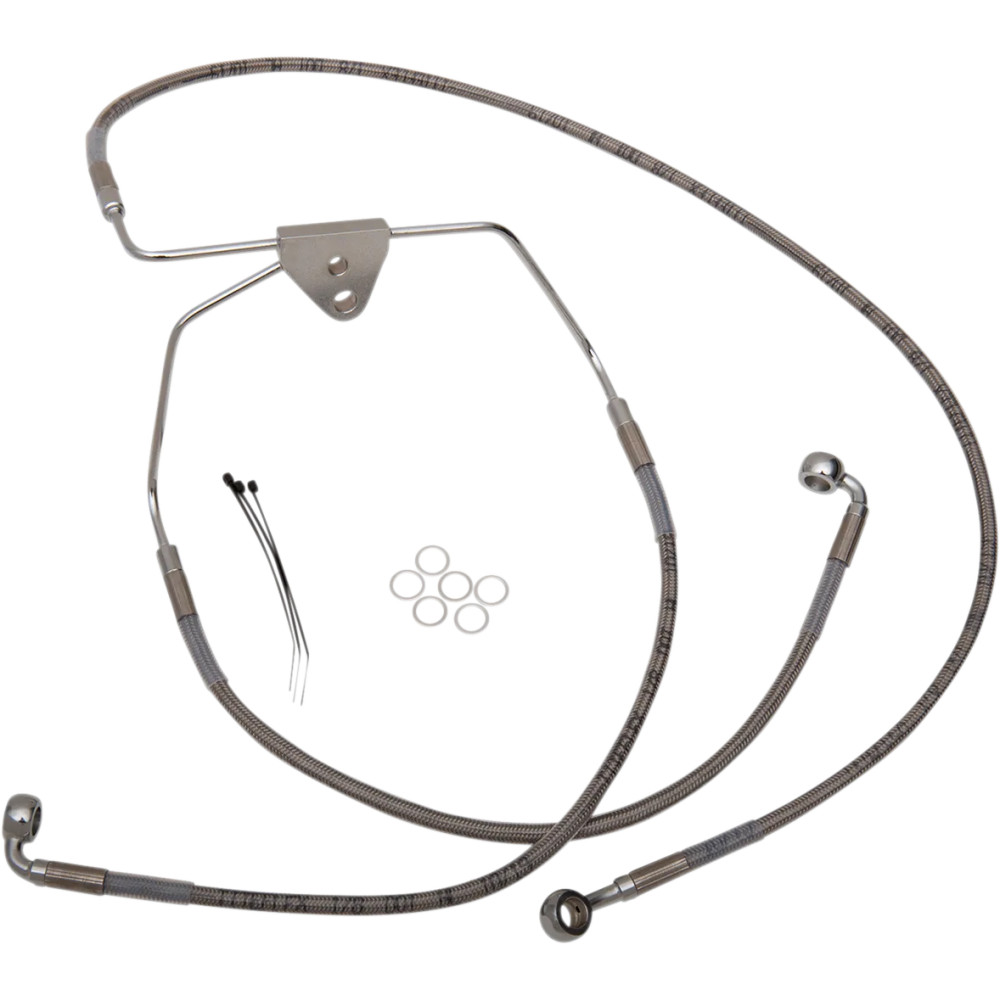 Extended Length Stainless Steel Brake Line Kit — Oversize +8 in, without ABS, Silver