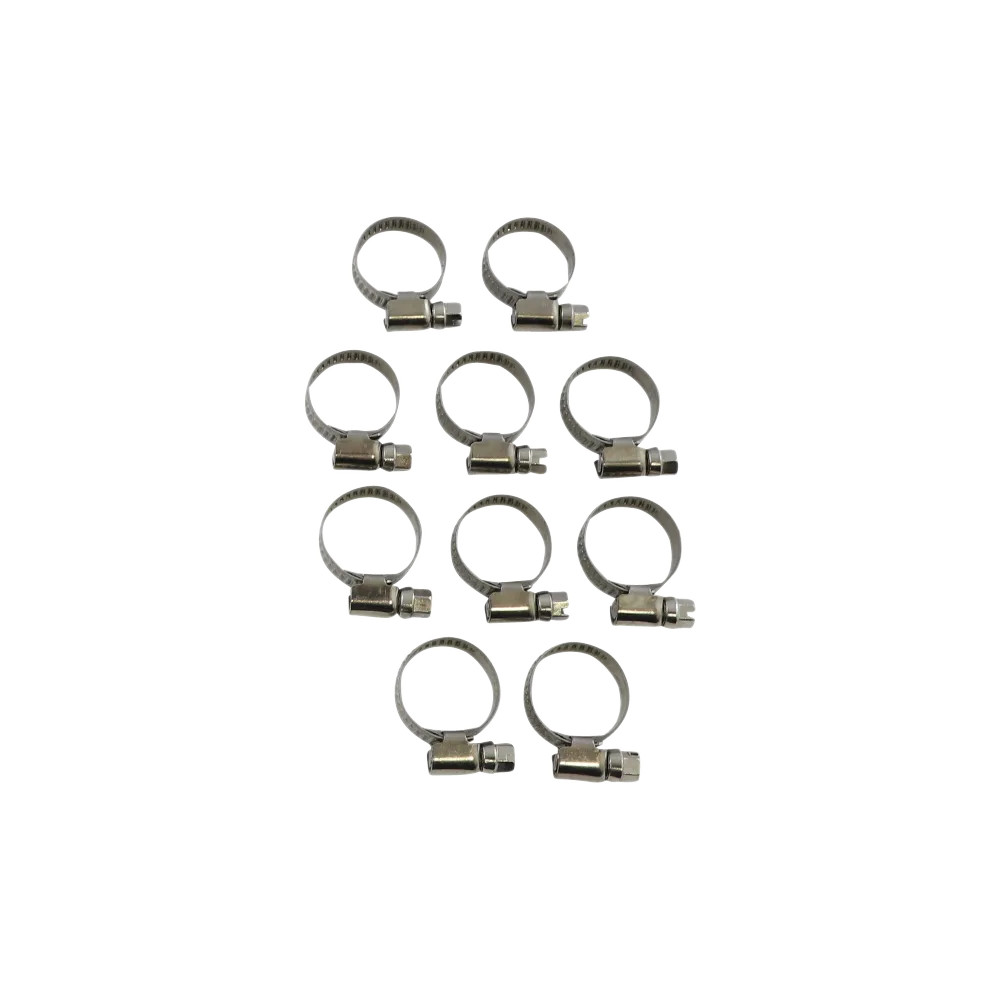 Embossed Stainless Steel Hose Clamps — 12–22 mm (1/2"–7/8"), 10 pack