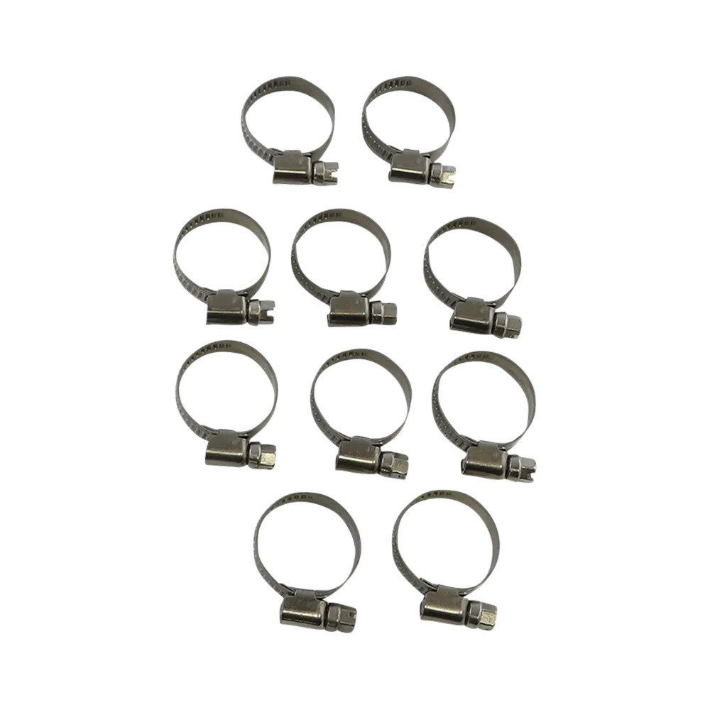 Embossed Stainless Steel Hose Clamps — 16–27 mm (5/8"–1-1/16"), Silver