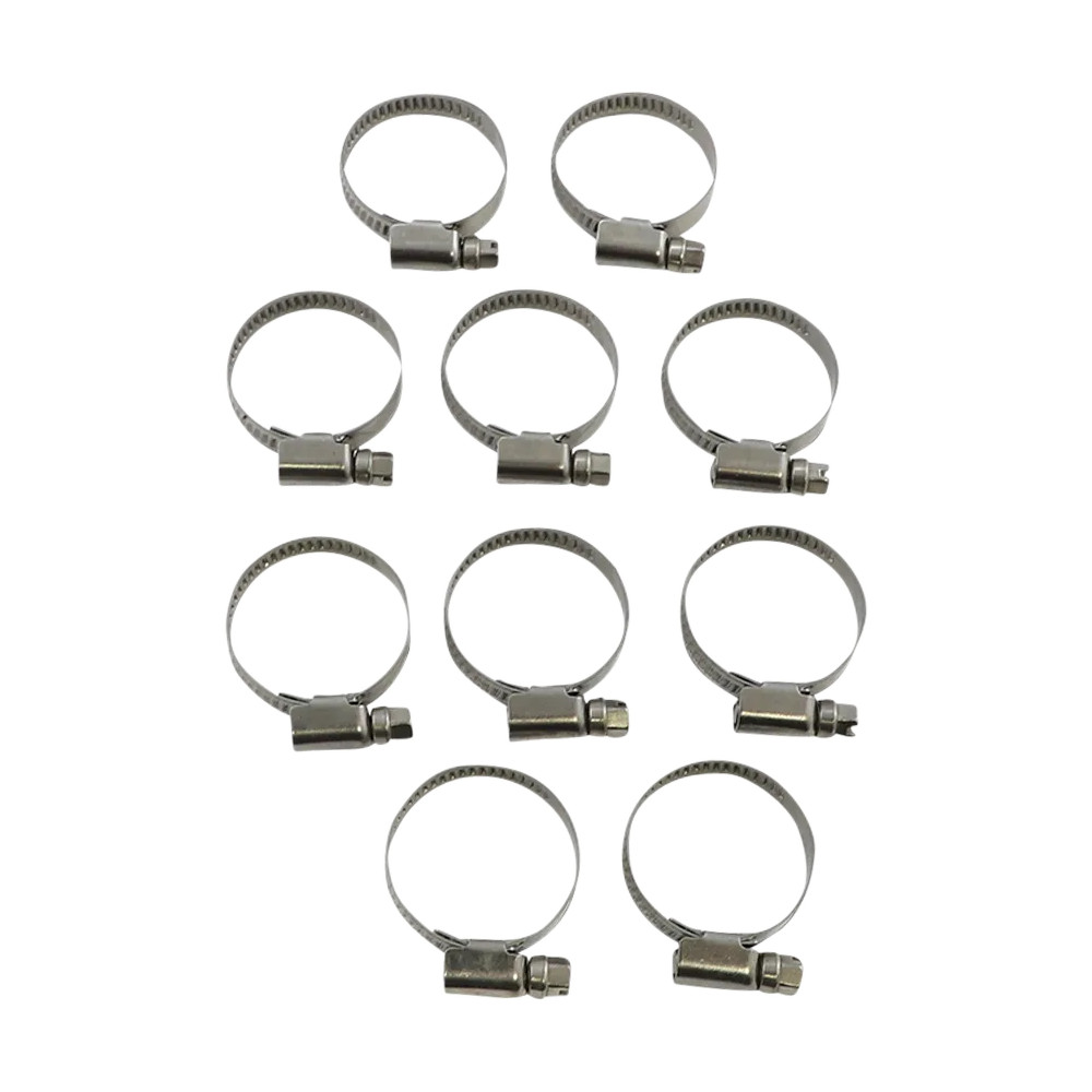 Embossed Stainless Steel Hose Clamps — 20 mm–32 mm (3/4"–1-1/4"), Silver