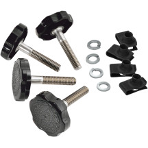 Sujetadores para alforjas — negro, cromo, paquete de 4