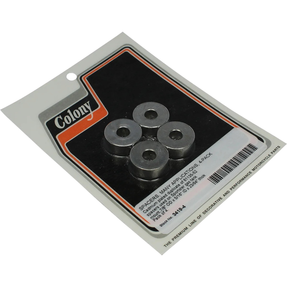 OEM Replacement Restoration Spacers — Gas Tank fitment, All HD Sportsters, 4-pack, Cadmium plated