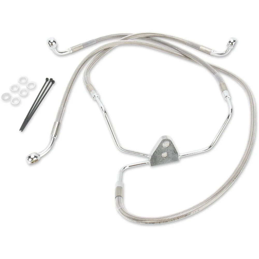 Extended Length Stainless Steel Brake Line Kit — 40.5 cm (16"), 93.5 cm (36-7/8"), Oversize +25.4 cm (10"), Silver