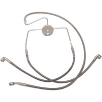 Extended Length Stainless Steel Brake Line Kit — Oversize +20.3 cm (8"), 85 cm (33.5"), 40.5 cm (16"), Silver, clear-coated