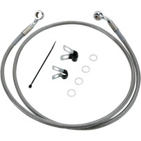 Extended Length Stainless Steel Brake Line Kit — 107.5 cm (42-3/8"), Oversize +10.2 cm (4"), Silver, Clear-Coated