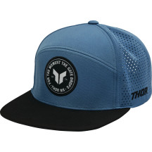 Badge Hat — One Size, Snapback, Black, Slate Blue