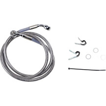 Extended Length Stainless Steel Brake Line Kit — 121.5 cm, oversize +15.2 cm, without ABS, silver clear-coated