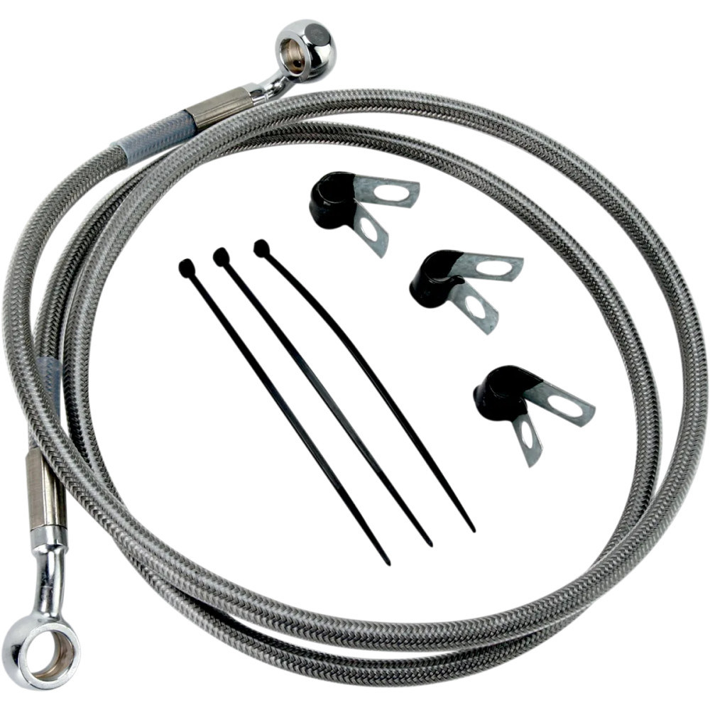 Extended Length Stainless Steel Brake Line Kit — 117.5 cm (46-1/4"), Oversize +5.1 cm (2"), Silver