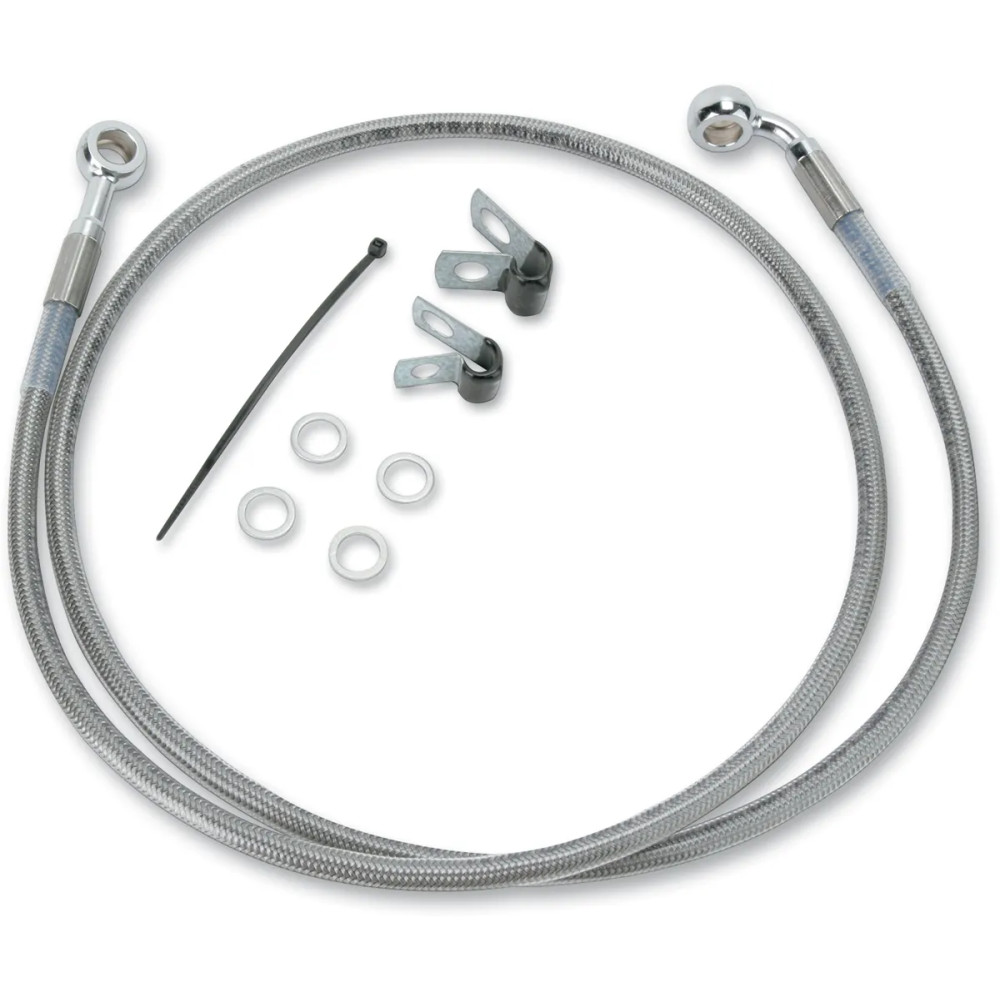 Extended Length Stainless Steel Brake Line Kit — 130 cm, Oversize +15.2 cm (6") , Front, Silver
