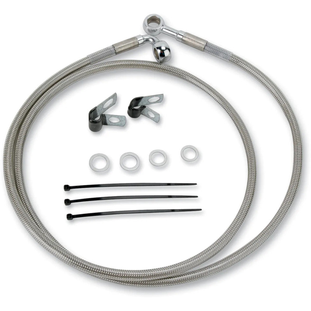 Extended Length Stainless Steel Brake Line Kit — Oversize 2" (+5.1 cm), Front, Silver clear-coated