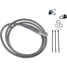 Extended Length Stainless Steel Brake Line Kit — 140.5 cm, Oversize +25.4 cm (10"), Front, Silver clear-coated